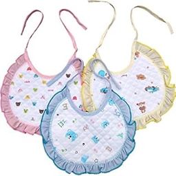ANKIMA Cotton Bibs (Pack of 3) Color & Print May Vary (0-6months)-image-87