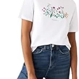 marks & spencer Women's Printed Cotton Crew Neck Everyday Fit Regular Fit T Shirt-picture-48