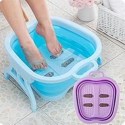 IKTU Folding Foot Massager Pedicure Spa Tub Collapsible Portable Manual Roller Massager for Blood Circulation (Assorted Colour)-image-37