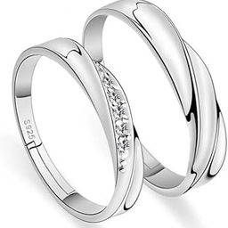 925 Sterling Silver Plated Adjustable Couple Ring for Men & Women-21