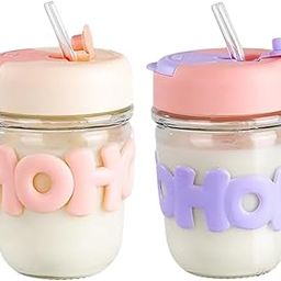 Zinbel HOHO Glass Mug Shaker with Silicone Holster, Leak-Proof Lid & Straw – 350ml Small Glass Bottle with Silicone Cover for Kids Girls Boys, Iced Coffee, Smoothie, Baby Milk, Travel Sipper Cup –1 Pc-10