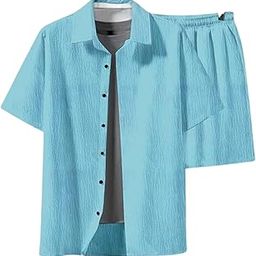MiraMichi Regular Size Men's Solid Night Suit Set - Cotton Blend Fabric, Comfortable and Stylish (Sky, Medium)-image-97