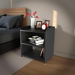 MATTERHORN Engineered Wood Bedside Table, End Table, with Shelfs for Storage (DIY, 53 x 43 x 25cm, Black, MOBT-93102FloweryWenge)-picture-12