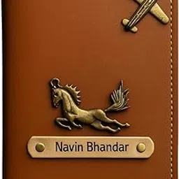 celed Personalized MK Passport Cover, Leather with Gold Charms & Customizable Name Plate (Tan)-picture-16