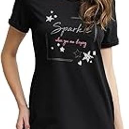 RX44 Women's Super Combed Cotton Curved Hem Styled Half Sleeve Printed Sleep Dress with Side Pockets-image-11