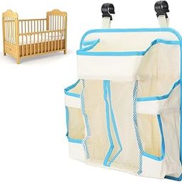 Baby Diaper Bag Organizer, 600D Oxford Cloth Practical 38x36x8cm Baby Diaper Organizer Blue White for Door Wall for Dressing Table-image-1