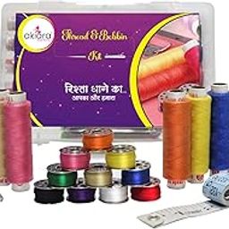 Akiara® Sewing Thread & Bobbins Box | Tailoring Accessories| Sewing Kit with Thread Opener, Measuring Tape, 10 Multicolored Threads & 10 refilled Multicolour bobbins-4