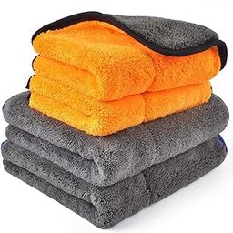PROTEGO Microfiber Super Absorbent Cloth 500GSM 40X60 cms | Bike Auto Cars, Interior & Exterior | Silk Banded Edge Towel Set, Double Color, Extra Thick Cleaning Cloths (Pack of 4, Orange-Grey)-26