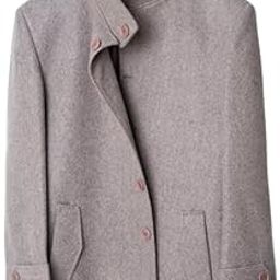 Men's High Neck Long Coat with Front Pockets, Plain-image-37