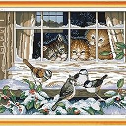 Loom Tree Stamped Cats Birds Counted Cross Stitch Kits for Adults 54 x 37cm Needlecrafts & Yarn | Embroidery & Cross Stitch | Hand Embroidery Kits | Cross Stitch Kits-picture-20