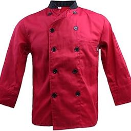 Men Women Hotel Restaurants Cookwork Clothing Stand Collar Double Breasted Long Sleeve Chef Jacket Coat 3 Colors - red, M-image-75