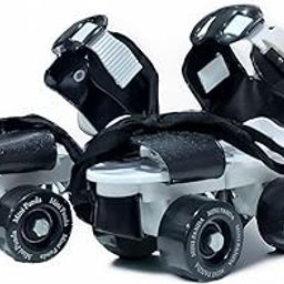 Adjustable Quad Roller Skates for Children Ages 6-12, Black and White, Mini Panda Wheels-31