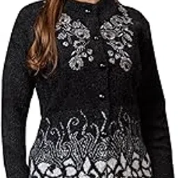 tysort Women’s Woolen Round Neck Button Cardigan | Winter Warm Knitted Sweater for Women-picture-1