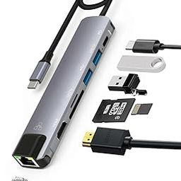 8-in-1 USB-C Hub Dock with 4K HDMI, 100Mbps Ethernet, USB 3.0, USB-C PD Charging, TF/SD Card Reader, Compatible with Mac & Windows USB-C Devices (8 in 1 USB hub)-10
