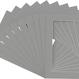 Pack of TEN 12x16 Mats Bevel Cut for 8x10 Photos - Acid Free Mid Grey Precut Matboards For Pictures, Photos, Framing - 4-ply Thickness-image-6