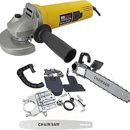 Inditrust with 3 Months Warranty Metal 2 in 1 801 Professional Yellow Angle Grinder & 11.5inch Electric Chainsaw Stand Bracket Set (Black) 100% Copper Winding 100% Copper Winding-0