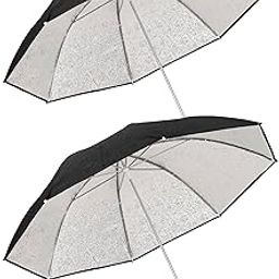 Prolite Black-Silver Umbrella Reflector Diffuser (36-inch) | Metal Body | for Studio Photography Speedlite Flash, Umbrella Clamps, Continuous Light (Sungun, Porta) Videography (Black, Pack of 2)-21