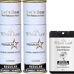 White Leaf Premium Herbal Smokes Cigarettes - Tobacco and Nicotine Free (Regular Flavored 2 Pack Of 10 Smoke, Shot -1)-picture-15