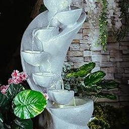 EXPLEASIA 7 Tiered Curved Water Fountain for Home, Home vastu, Garden, Ofiices, Big Size Fountain for Home décor Waterfall, Indoor Home décor Big Size (Grey)-image-81