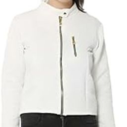 Womens' Fleece Long Sleeves White Quilting Jacket-image-51