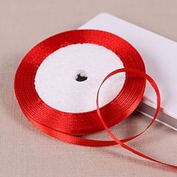 Crafteez Satin Ribbons Quarter Inch for Art & Craft, Scrap Booking, Decorations Red Color Satin Ribbon Pack of 5 Roll (10 Meter Each)-15