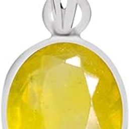 Certified Yellow Sapphire (Pukhraj) 5.5cts or 6.25ratti Silver Pendant for Men and Women-image-50