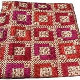 Women's Red Multicolor Chinon Phulkari Dupatta - Hand Worked Kantha Net Embroidered Fancy Work for Women-image-57