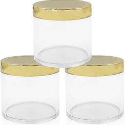 Happy Packaging 100 Gm Round Empty Acrylic cosmetic Cream Container|Jars With Gold Cap And White Inner Lids For Creams|Balms |Face Scrub|Body Cream Etc pack of 3-73