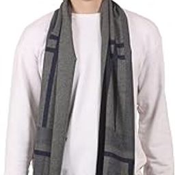 Men Self Design Grey and Navy Blue Muffler-image-61