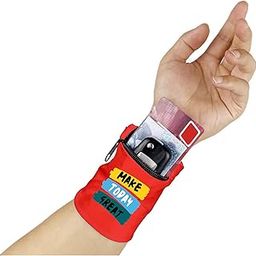 95MILES GARMENTS Think Big Printed Wrist Band Wallet Wrist Pouch for Multiuses Wristband Wallet for Sports Gym Exercise Outdoor Activities Zipper Type Pcs 2 (Red)-image-24