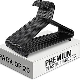 NAVIN HANGERS | Pack of 20, Black Plastic Hanger for Coats, Shirts, Jackets, Pants | with Side Hooks for Bras & Camisol-image-92