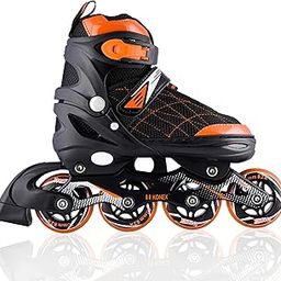 Konex 4 Wheel Inline Skates | Adjustable PU Wheel Roller Skating Shoes for Boys and Girls (Medium, 32-34, Orange)-picture-13
