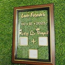 Wooden Couple Thumb Impression Gift (24 Cm X 35 Cm)| Wedding Thumb Print | Couple Gift| Personalized Text | Wooden Frame| Anniversary-image-3