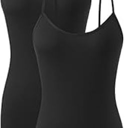 Womens Tank Tops Adjustable Strap Camisole with Built in Padded Bra Vest Sleeveless Layer Top 2 Packs (Black)-16