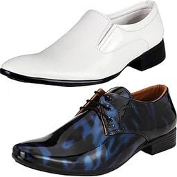 Fashionable Formal Shoes/Party Shoes/ 2 Shoes Combo with Free Belt for Men and Boys (BAZAAR8486_VTR01-Blk-Blu-2004-Wht) Multicolor-image-62