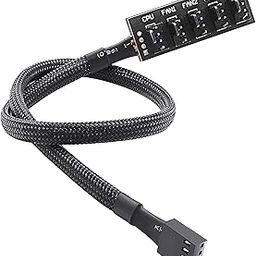 Verilux Pwm Fan Hub,Splitter Adapter Sleeved,15.7 Inch Pc Cpu Cooling 4Pin/3Pin Fan Power Extension Cable Hub,Pwm Case Fan Splitter For 12V Desktop Computer Case Fans 1 To 5 Splitter 5 Way, Black-14