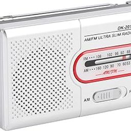 Portable AM FM Radio with Long Range Reception, Battery Operated Emergency Radio with Speaker, Headphone Jack & Pocket Size Design for Indoor, Outdoor, and Emergency Use (Silver Red)-image-84