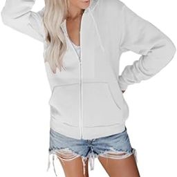 Solid Zipper Long Sleeves Hooded Neck Hoodie Kangaroo Pocket Hoodie for Women's-image-85