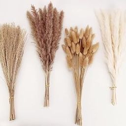 DY Saaz Dried Pampas Grass Decoration, 90 Pieces of Pampas Grass with Bunny Tails Dried Flowers, Reed Grass Bouquet for Wedding Boho Decor and Flowers and Home Table Decoration, Rustic Farmhouse Party-35
