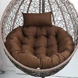Soft Symphony Swing Chair Cushion for Hanging Basket Chair Swing with Polyester Cloth Cushion for Hanging Chair/Outdoor Egg Swing Chair/Garden Swing Jhula, Seat Padded Pillow (Brown)-image-70