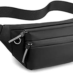 Ketmart Waist Pack Travel Handy Hiking Zip Pouch Document Money Phone Belt Sport Bag for Men and Women and Adult Leather (Black)-image-14