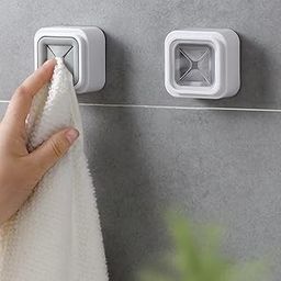 VAVSU Punch Free Towel Plug Holder Bathroom Organizer Rack Towels Storage Wash Cloth Clip Bathroom Kitchen Accessories Tool (2), ABS PVC-image-9
