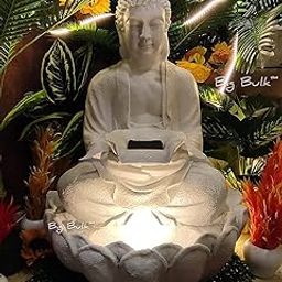 Big Bulk Big Kamal White Buddha Fiber Indoor Outdoor Fountain with Led Lights for Home Decor and Office Decoration Or Gifting (90 cm X 65 cm X 65 cm) (Lotus Buddha White)-image-94
