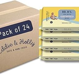 Eddie & Holly 99.9% Pure Water Baby Wipes with Lid | Extra Large and Extra Thick | Unscented | 100% Plant based Fabric | For Face, Hands and Nappy | Suitable for sensitive to normal skin (24 X 60)-image-42