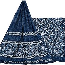 Women's White Cotton Hand Block Printed Desgin Unstiched Dress Material With Cotton Dupatta Salwar Suit Set-picture-18