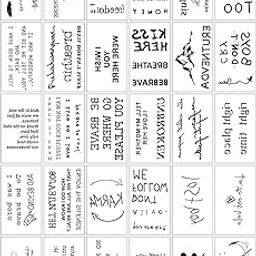 S.A.V.I 30 Pcs Black Temporary Tattoos for Women & Men – Safe, Non-Toxic, Waterproof Body Art Stickers | Minimalist Quote & Word Designs | 9.7x5.7 cm Sheet | Long-Lasting, Easy to Apply (13)-image-3