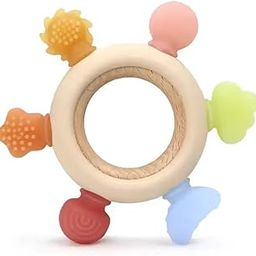 PAPAL Wooden Baby Teether Ring – Natural Beech Wood with Silicone/Jelly Tips – BPA-Free, Easy Grip, Rattle & Gum Soother for 3–24 Months Infants (Jelly Tip – No Handle)-image-84