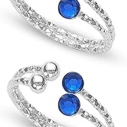 925 Sterling Pure Silver BIS Hallmarked Standard Size Stone Toe Rings For Women-12
