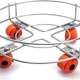 Q13® Stainless Steel Cylinder Trolley with Wheels | Gas Trolly - Lpg Cylinder Stand, Kitchen Gas Trolly (Pack Off 1) (Pack Off 01)-picture-2