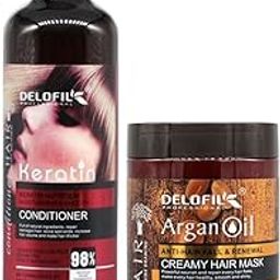 Hair Care Set, Keratin Conditioner 500ml and Argan Oil Hair Mask 1000ml, Natural Ingredients-45